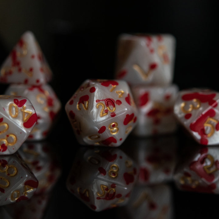 Blood Pearls Acrylic Dice Set by Misty Mountain Gaming