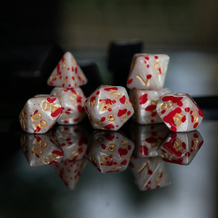 Blood Pearls Acrylic Dice Set by Misty Mountain Gaming