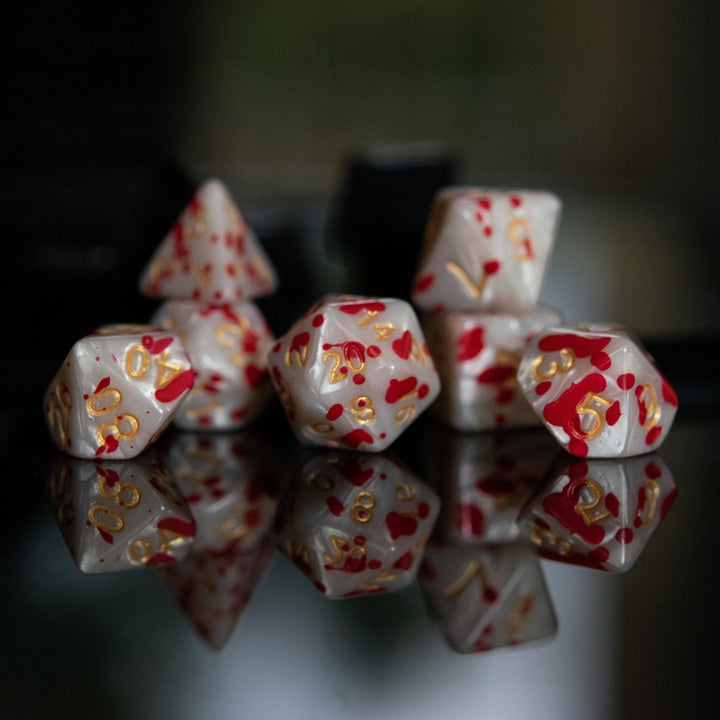 Blood Pearls Acrylic Dice Set by Misty Mountain Gaming