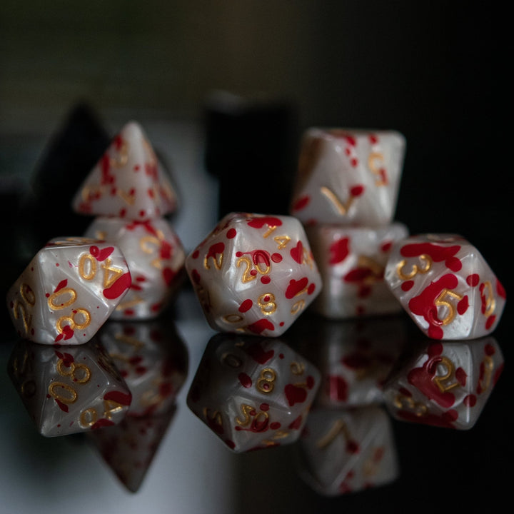 Blood Pearls Acrylic Dice Set by Misty Mountain Gaming