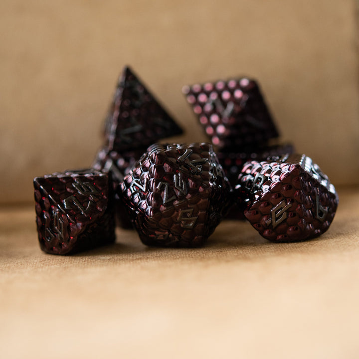 Blood Red Dragon's Egg Metal Dice Set by Misty Mountain Gaming