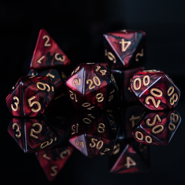 Blood Rose Acrylic Dice Set by Misty Mountain Gaming