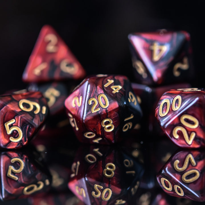 Blood Rose Acrylic Dice Set by Misty Mountain Gaming