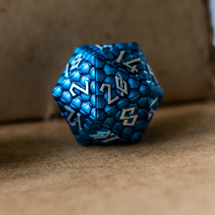 Blue Dragon's Egg Metal Dice Set by Misty Mountain Gaming