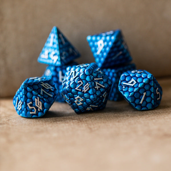 Blue Dragon's Egg Metal Dice Set by Misty Mountain Gaming