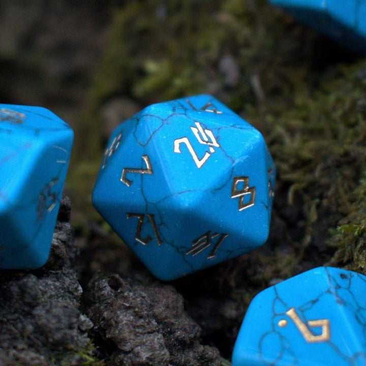 Blue Turquoise Stone Dice Set by Misty Mountain Gaming