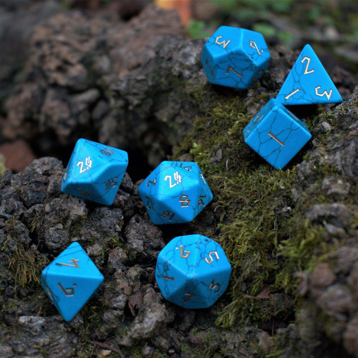 Blue Turquoise Stone Dice Set by Misty Mountain Gaming