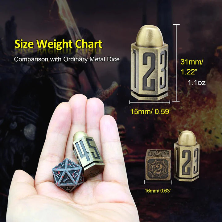 Bullet: Bronze Iron Dice Set, 6-Pack by Haxtec