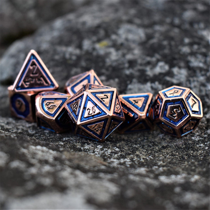 Cleric's Domain Aqua And Bronze Metal Dice Set by Misty Mountain Gaming