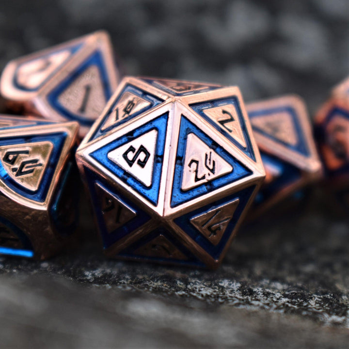 Cleric's Domain Aqua And Bronze Metal Dice Set by Misty Mountain Gaming