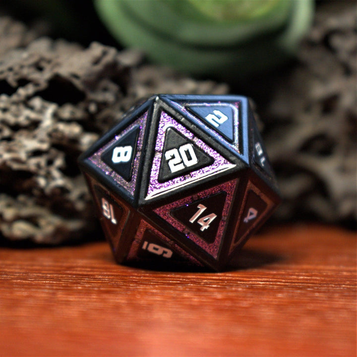 Cleric's Shadow Domain Purple And Matte Black Metal Dice Set by Misty Mountain Gaming