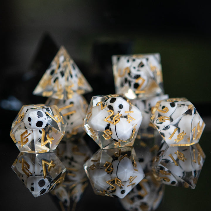 Corpse Gold Sharp-Edged Resin Dice Set by Misty Mountain Gaming