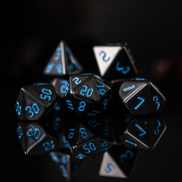 Dark Cathedral Blue Acrylic Dice Set by Misty Mountain Gaming