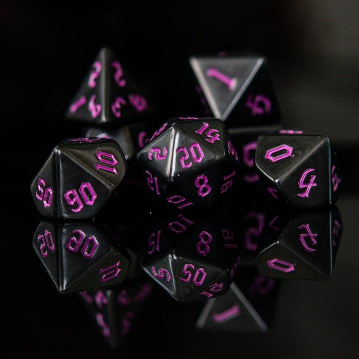 Dark Cathedral Purple Acrylic Dice Set by Misty Mountain Gaming