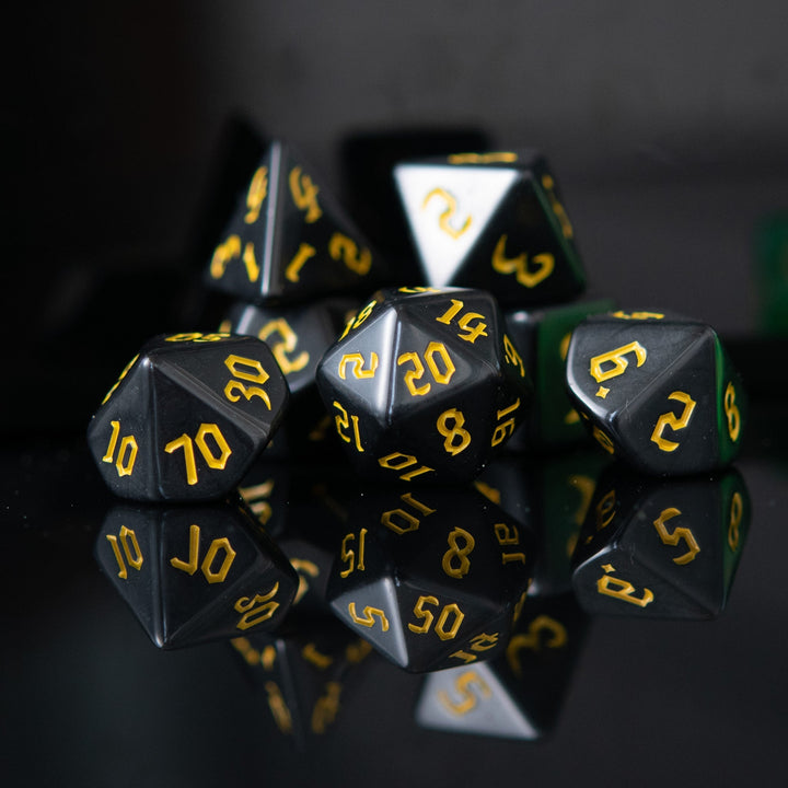 Dark Cathedral Yellow Acrylic Dice Set by Misty Mountain Gaming