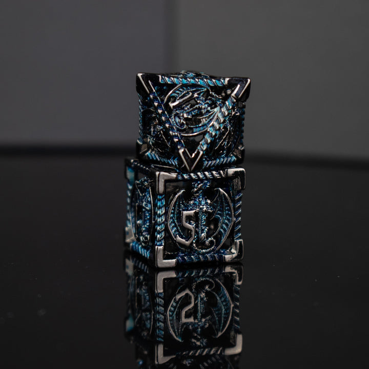 Dragonguard Hollow Metal Dice Set - Cobalt and Shadow by Misty Mountain Gaming