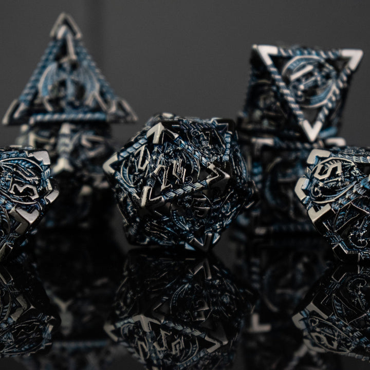 Dragonguard Hollow Metal Dice Set - Cobalt and Shadow by Misty Mountain Gaming