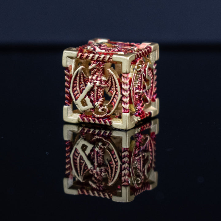 Dragonguard Hollow Metal Dice Set - Crimson and Gold by Misty Mountain Gaming