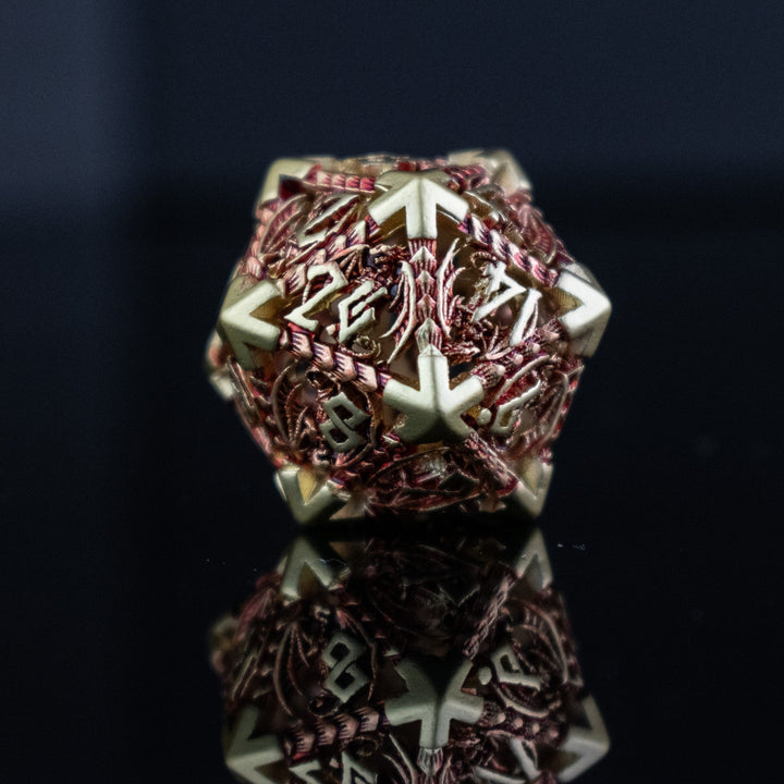 Dragonguard Hollow Metal Dice Set - Crimson and Gold by Misty Mountain Gaming