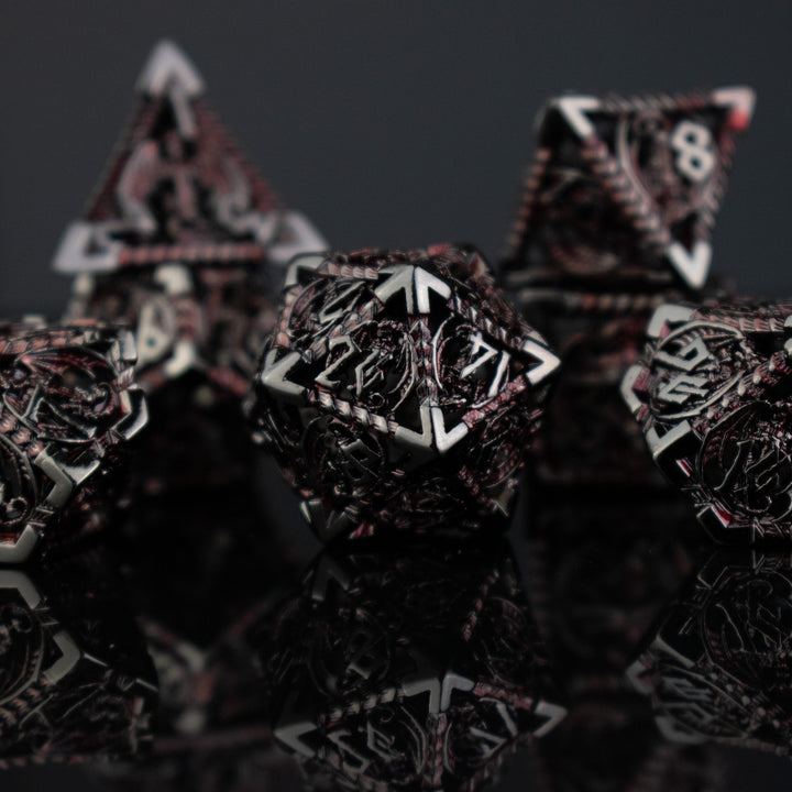 Dragonguard Hollow Metal Dice Set - Crimson and Shadow by Misty Mountain Gaming