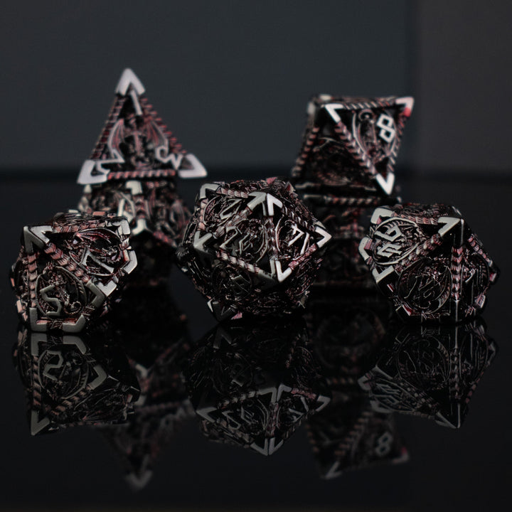 Dragonguard Hollow Metal Dice Set - Crimson and Shadow by Misty Mountain Gaming