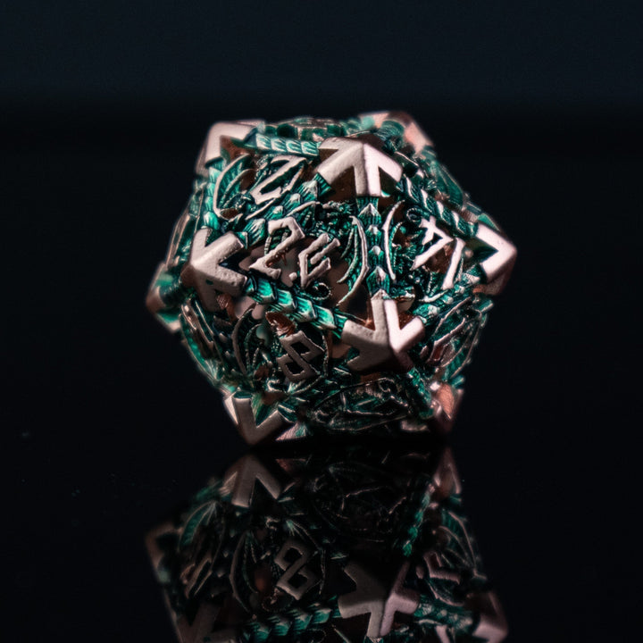 Dragonguard Hollow Metal Dice Set - Emerald and Bronze by Misty Mountain Gaming