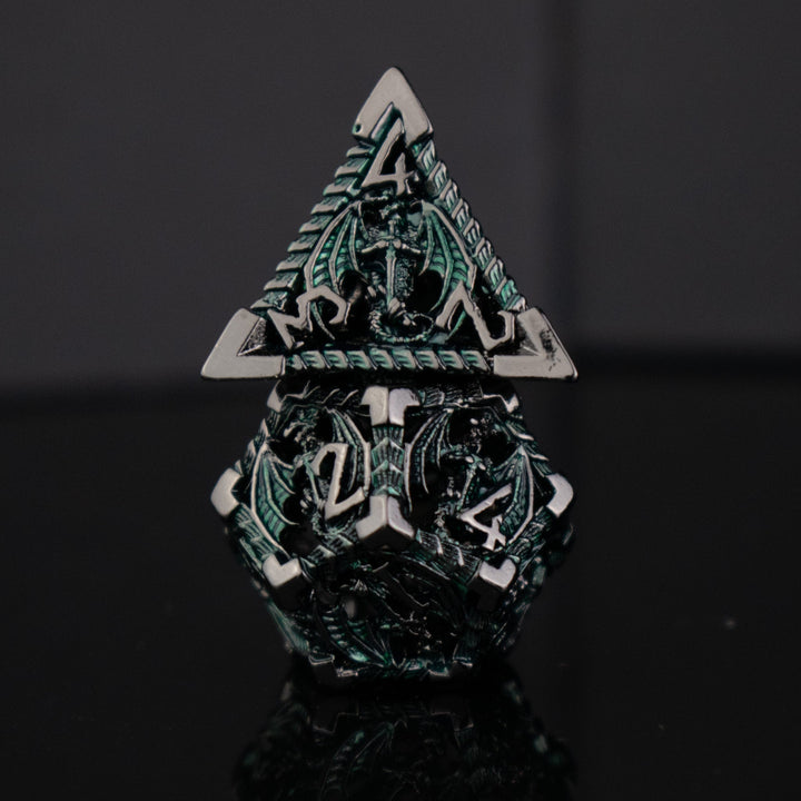 Dragonguard Hollow Metal Dice Set - Emerald and Shadow by Misty Mountain Gaming