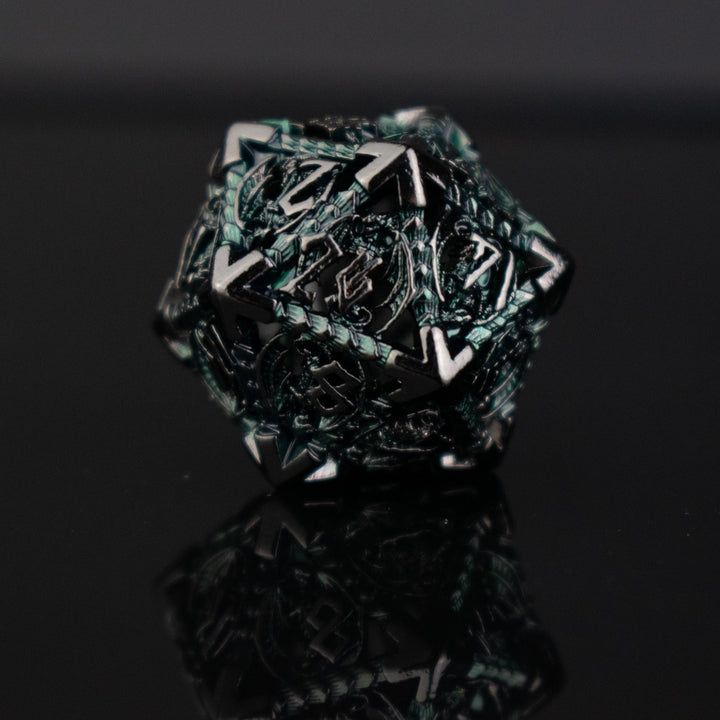 Dragonguard Hollow Metal Dice Set - Emerald and Shadow by Misty Mountain Gaming