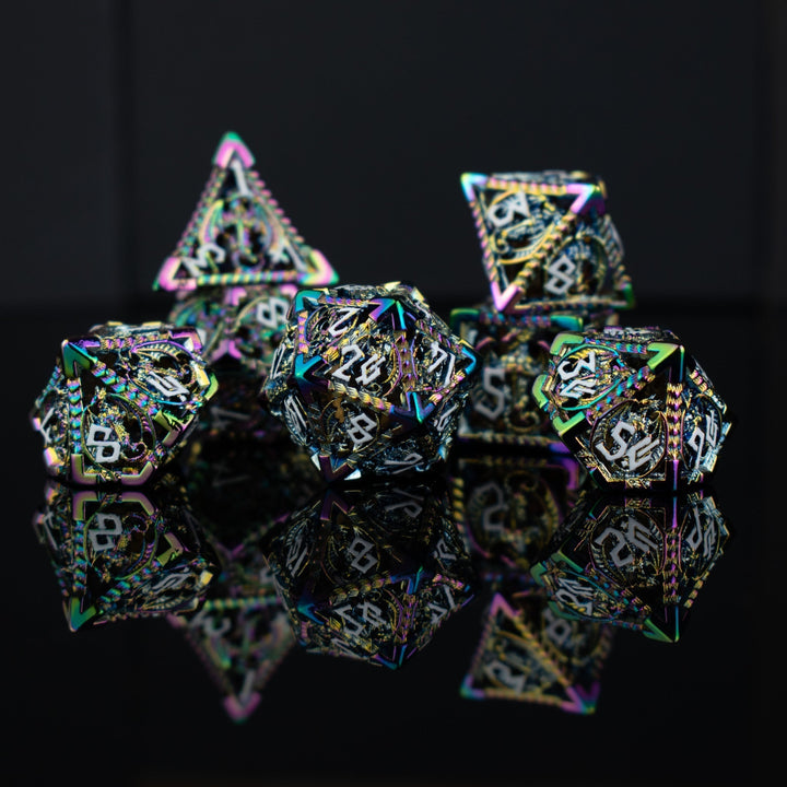 Dragonguard Hollow Metal Dice Set - Iridescent by Misty Mountain Gaming