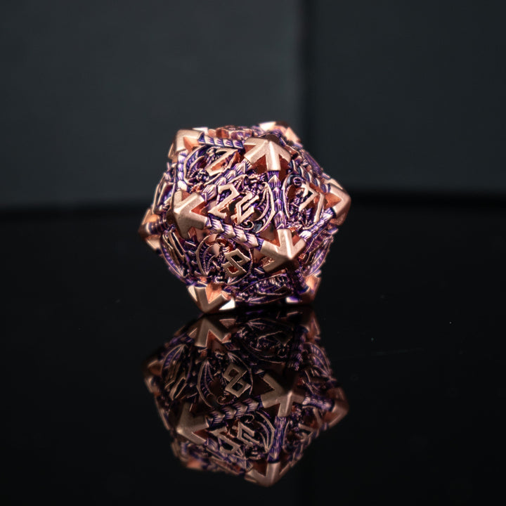 Dragonguard Hollow Metal Dice Set - Purple and Bronze by Misty Mountain Gaming