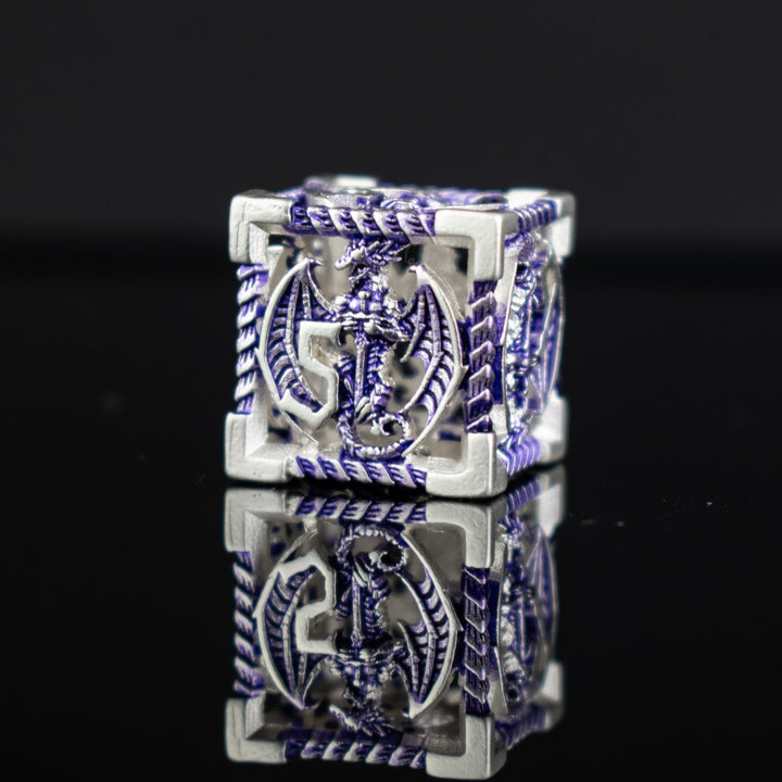 Dragonguard Hollow Metal Dice Set - Purple and Silver by Misty Mountain Gaming