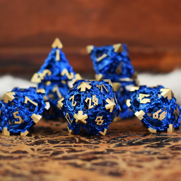 Dragon's Lair Hollow Metal Dice Set- Blue by Misty Mountain Gaming