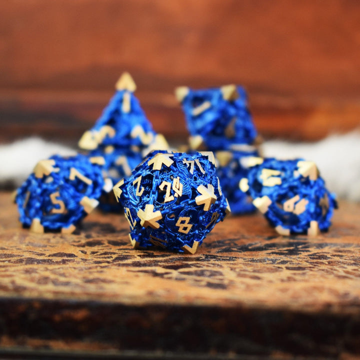 Dragon's Lair Hollow Metal Dice Set- Blue by Misty Mountain Gaming