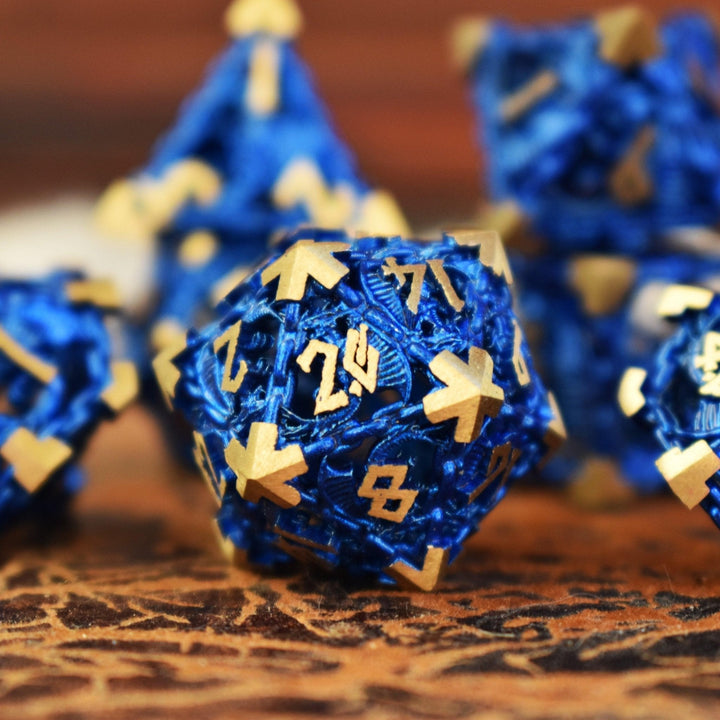 Dragon's Lair Hollow Metal Dice Set- Blue by Misty Mountain Gaming