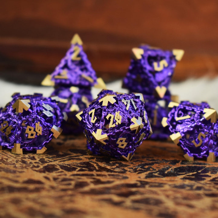 Dragon's Lair Hollow Metal Dice Set - Purple by Misty Mountain Gaming