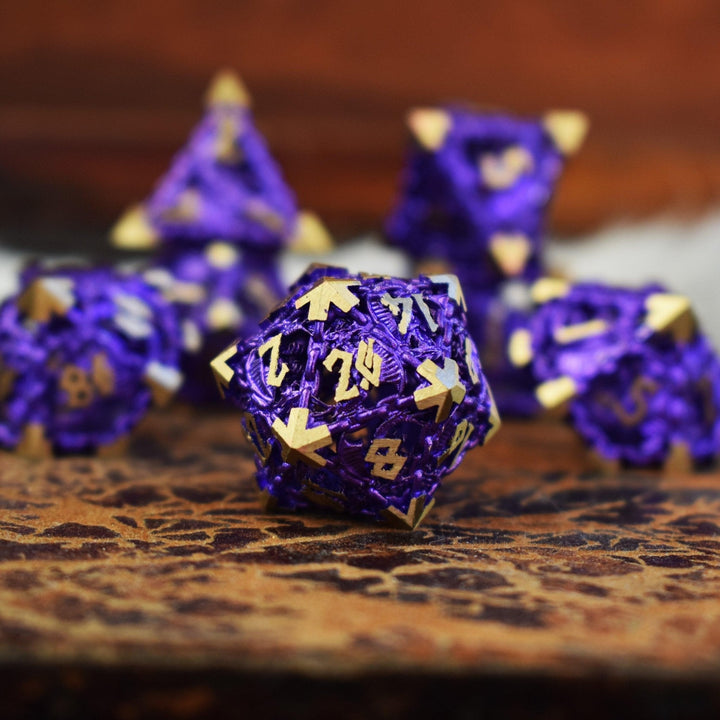 Dragon's Lair Hollow Metal Dice Set - Purple by Misty Mountain Gaming