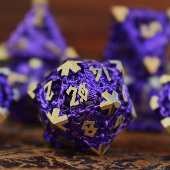 Dragon's Lair Hollow Metal Dice Set - Purple by Misty Mountain Gaming