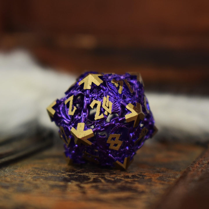 Dragon's Lair Hollow Metal Dice Set - Purple by Misty Mountain Gaming