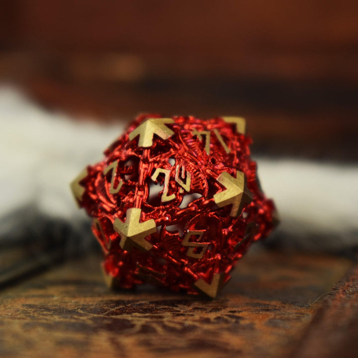 Dragon's Lair Hollow Metal Dice Set - Red by Misty Mountain Gaming