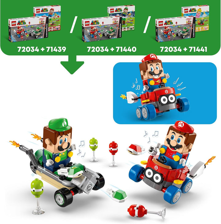 LEGO Super Mario: Mario Kart – Baby Mario vs. Baby Luigi Toy Set, with 2 Collectible Nintendo Character Figures and 2 Cars, Birthday Gift Idea for 8 Plus Year Old Boys, Girls and Gamers 72034