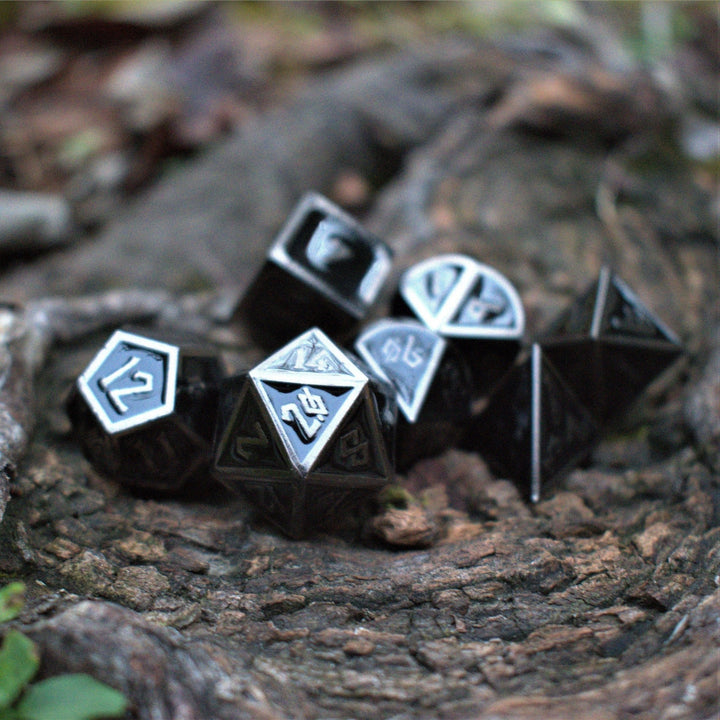 Elder Runes Blackout Metal Dice Set by Misty Mountain Gaming