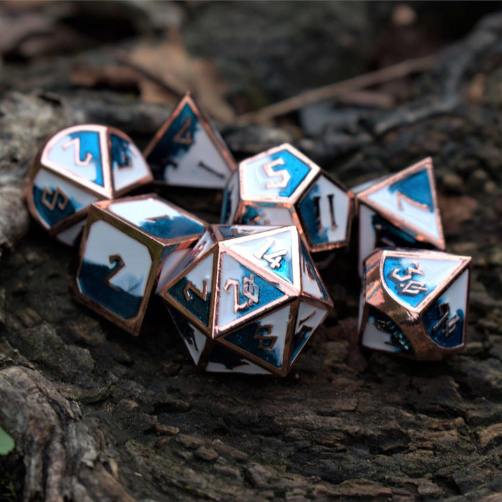 Elder Runes Cloudy Skies Metal Dice Set by Misty Mountain Gaming