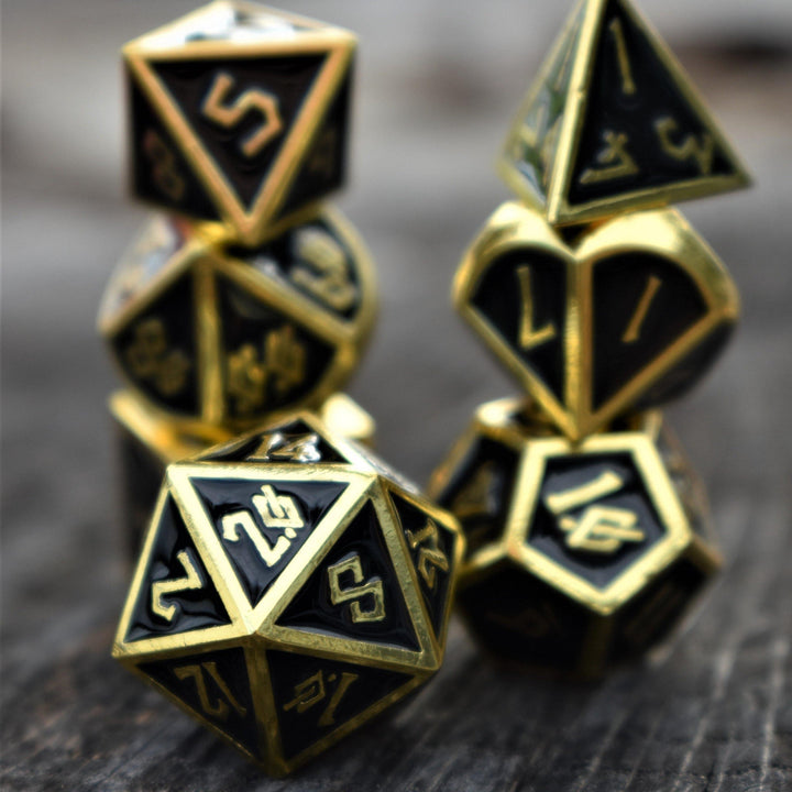 Elder Runes Gold And Shadow Metal Dice Set by Misty Mountain Gaming