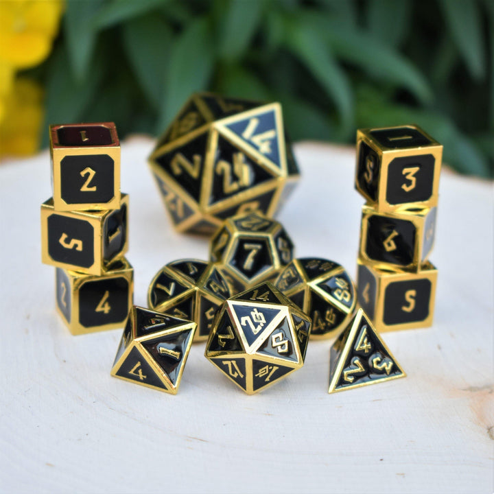 Elder Runes Gold And Shadow Metal Dice Set by Misty Mountain Gaming