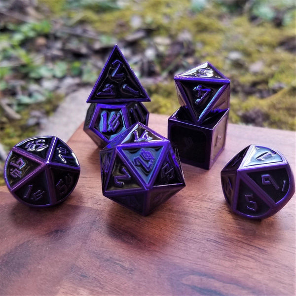 Elder Runes Purple Edged Metal Dice Set by Misty Mountain Gaming