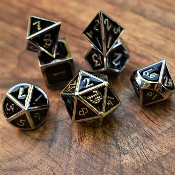 Elder Runes Silver And Shadow Metal Dice Set by Misty Mountain Gaming