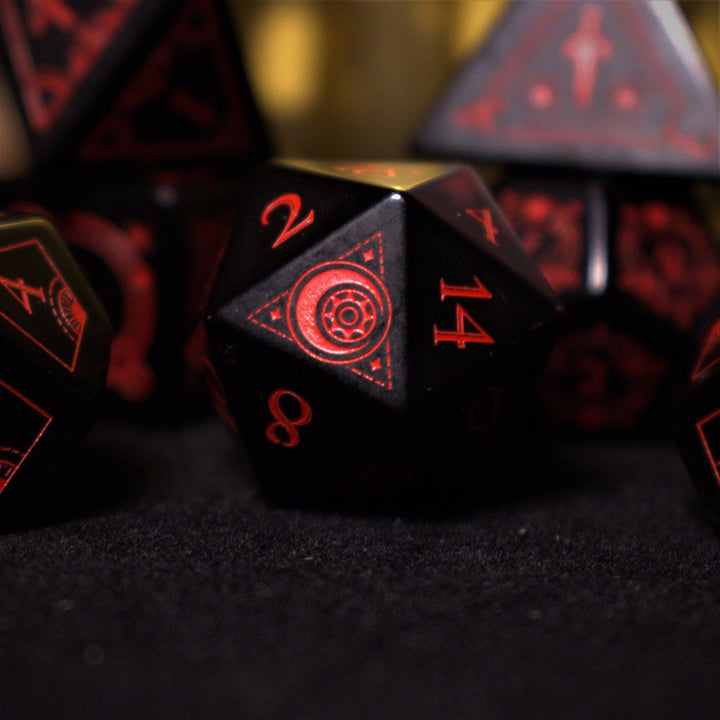 Fabled Mark - Obsidian Stone Dice Set by Misty Mountain Gaming