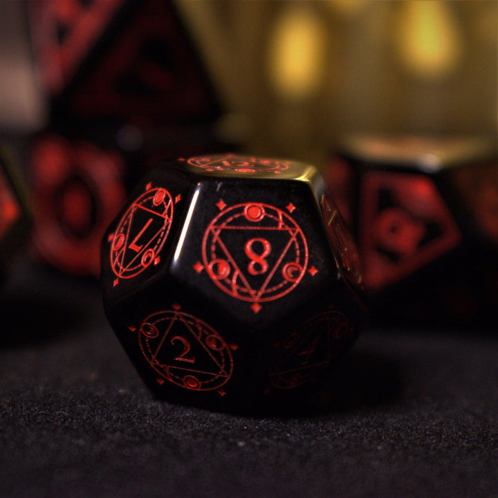 Fabled Mark - Obsidian Stone Dice Set by Misty Mountain Gaming