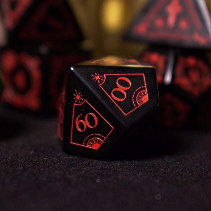 Fabled Mark - Obsidian Stone Dice Set by Misty Mountain Gaming