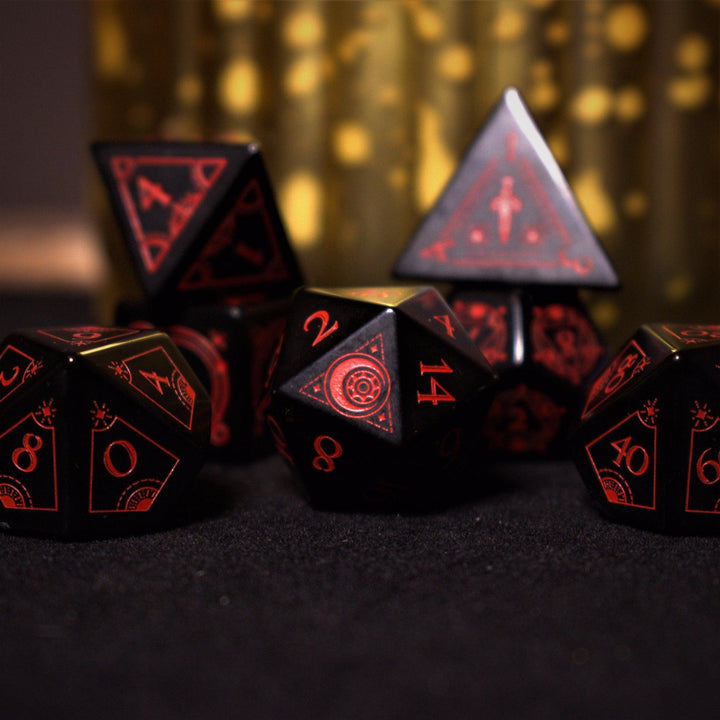 Fabled Mark - Obsidian Stone Dice Set by Misty Mountain Gaming